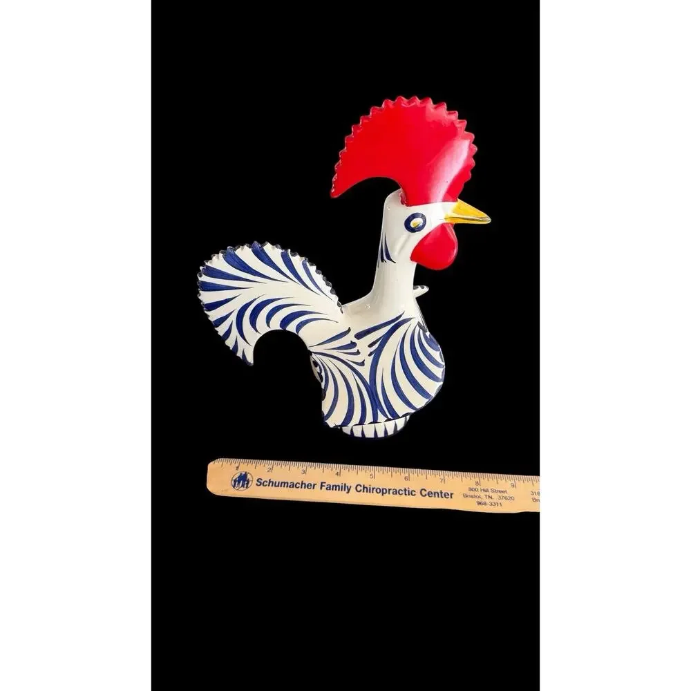2 Roosters Of Barcelos Trust & Good Luck Figurines Hand Painted Portugal *FLAW*